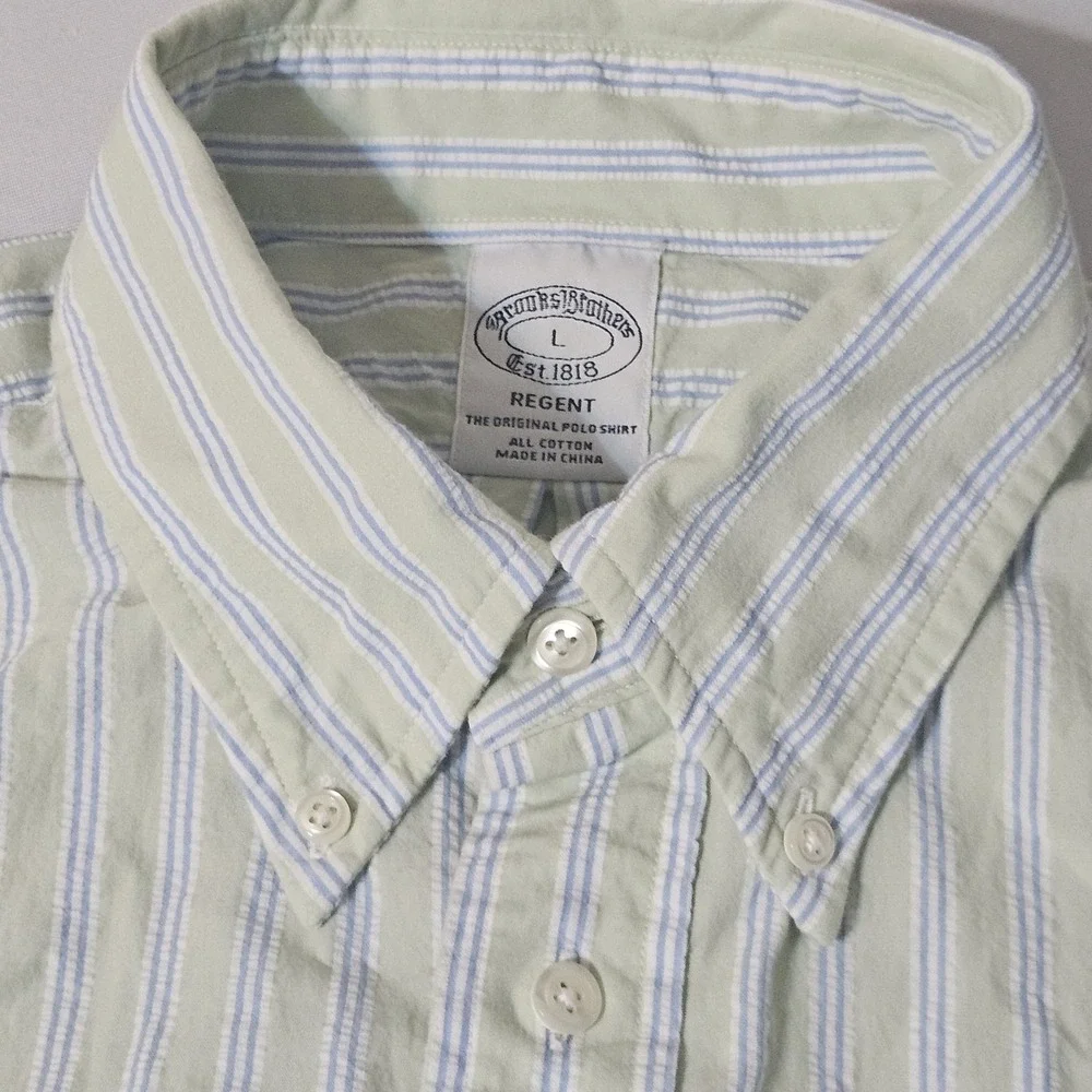 Brooks Brothers Regent LOT OF 2  L/S Shirt‎ Button NON IRON L EUC Seersucker